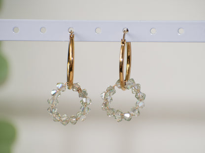 Charmed: Wire Wrapped Crystal Glass & Golden Hoop, Perfect for Everyday Wear