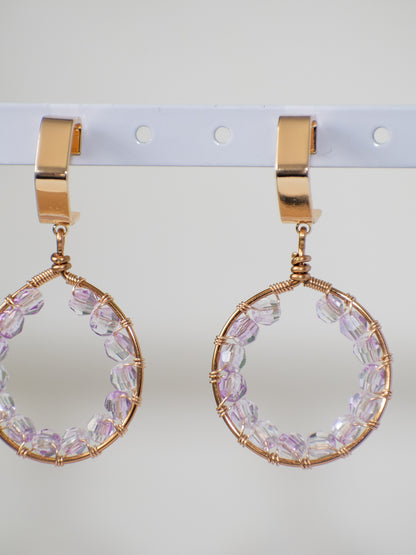 Purple Glam: Glass Wire Wrapped Summer Nights Earrings