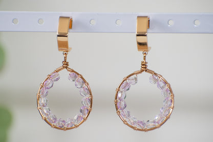 Purple Glam: Glass Wire Wrapped Summer Nights Earrings
