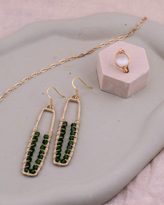 The Emerald Lattice Pillar Earrings