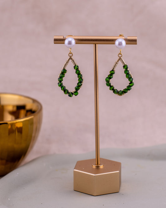The Emerald Dewdrop Halo Earrings