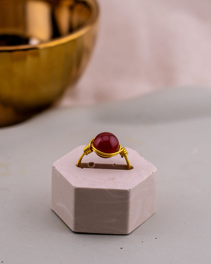 The Crimson Hearth Wire-Wrapped Ring