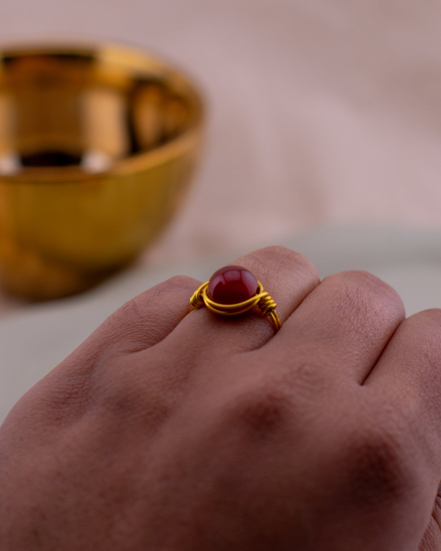 The Crimson Hearth Wire-Wrapped Ring