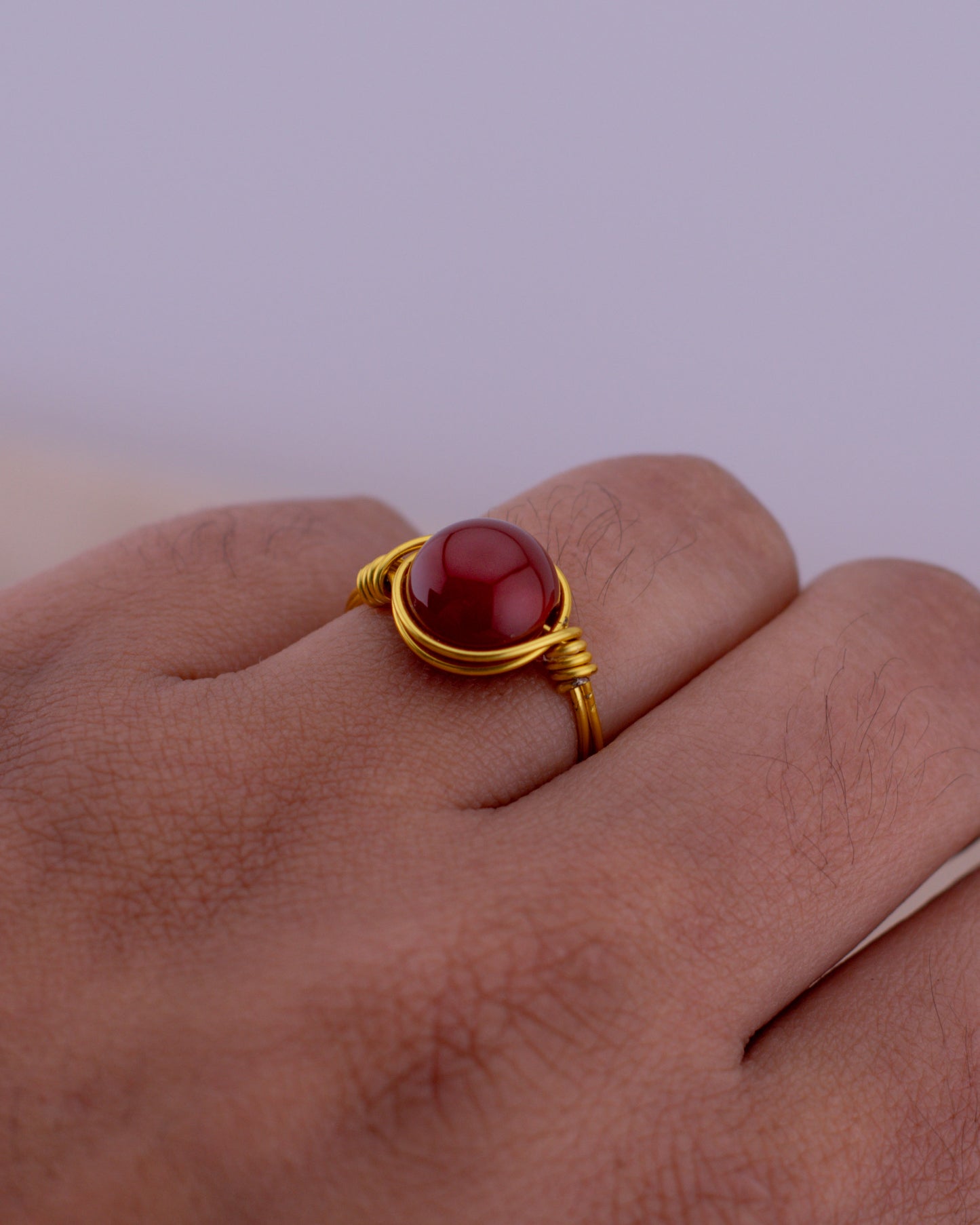 The Crimson Hearth Wire-Wrapped Ring