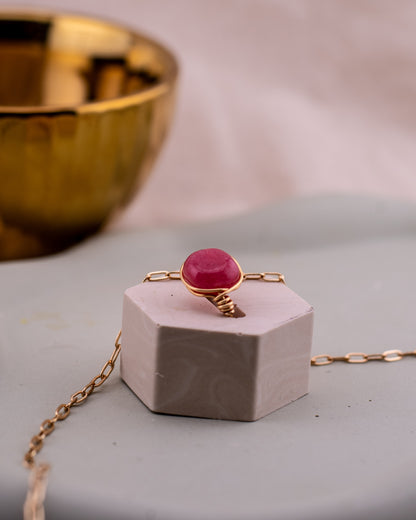 The Dragonfruit Aura Wire-Wrapped Ring