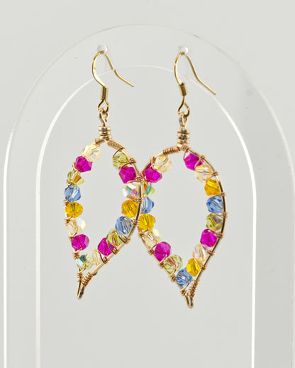 Lightest Leaf: Glass Wire Wrapped Colourful Leaf Shaped Earrings