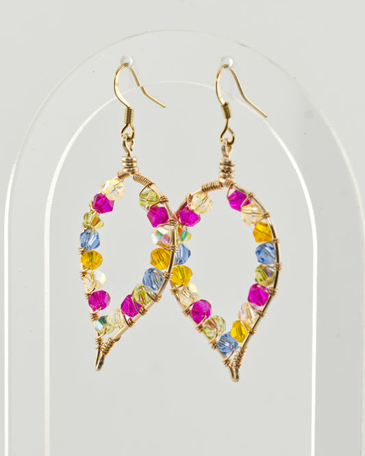 Lightest Leaf: Glass Wire Wrapped Colourful Leaf Shaped Earrings