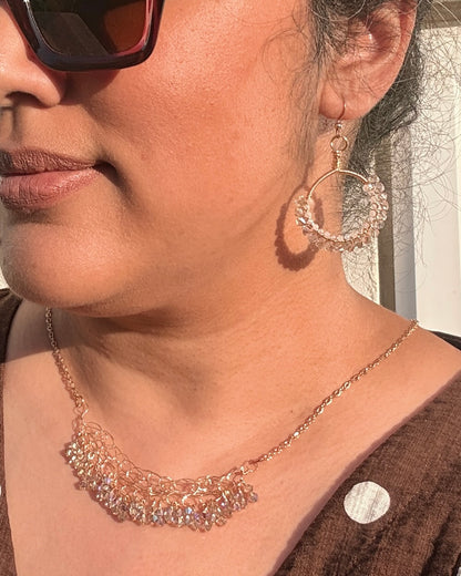 Double Wrapped Gemstone & Glass Earrings: Perfect for Weddings, Summer Dinners with Friends