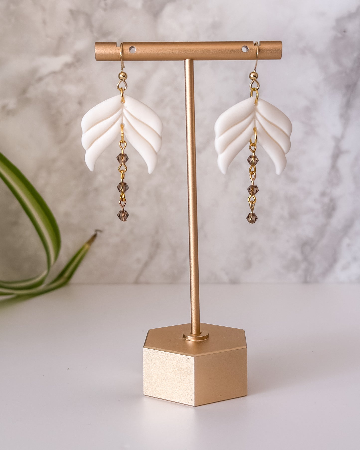 Bridal Arch Polymer Clay Lightweight Earrings with Glass