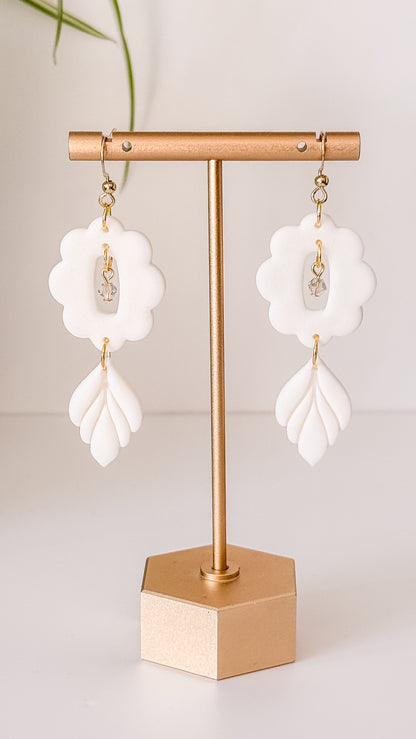 E R I C A ✦ The Statement Bridal Polymer Clay Earring, Glass, 24k Gold Plated Sterling Steel