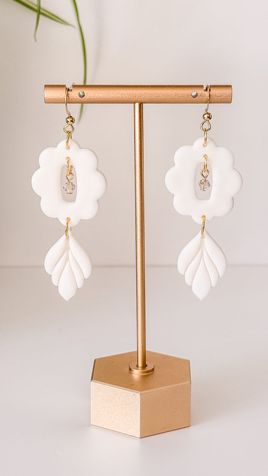 E R I C A ✦ The Statement Bridal Polymer Clay Earring, Glass, 24k Gold Plated Sterling Steel