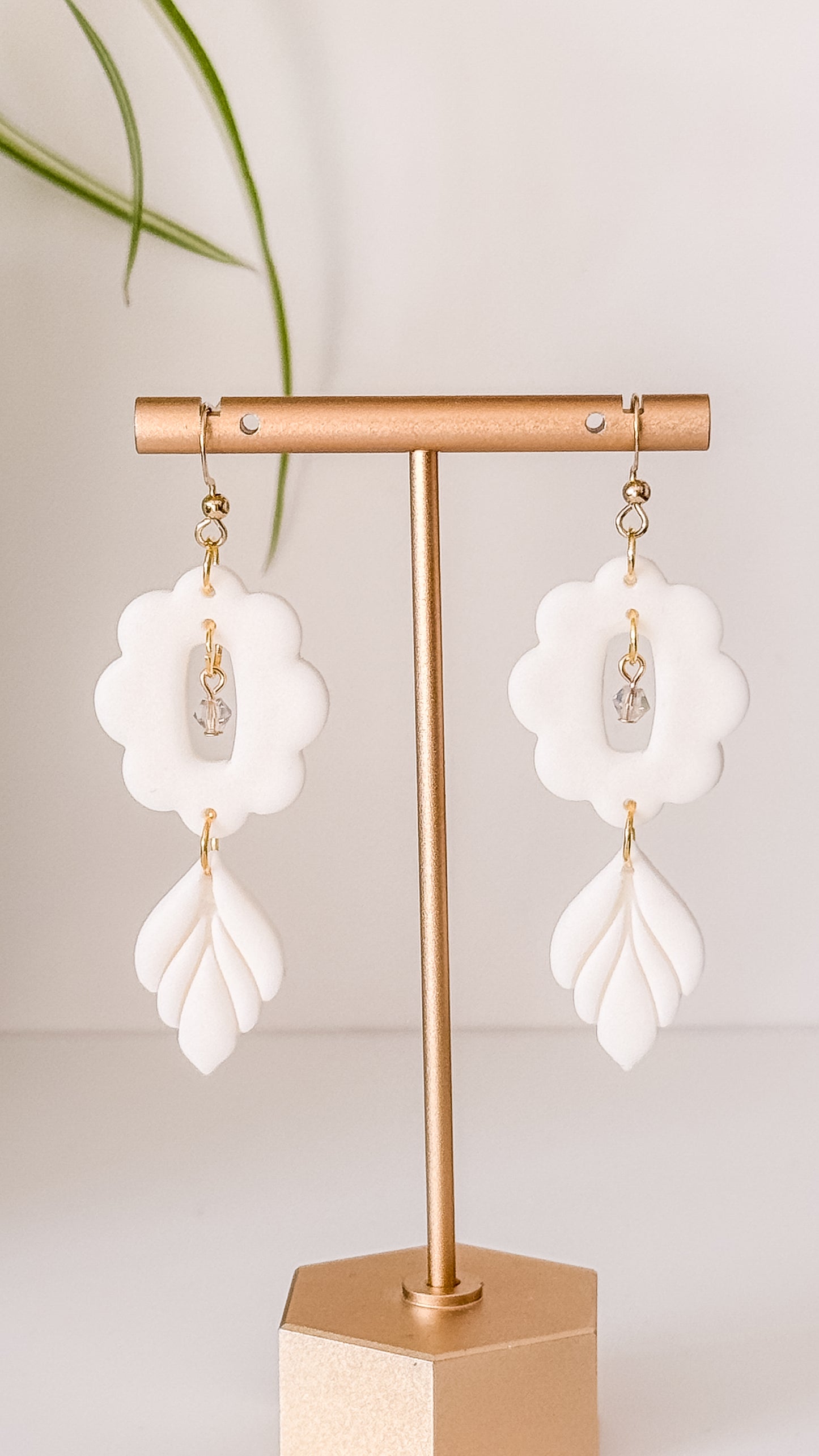 E R I C A ✦ The Statement Bridal Polymer Clay Earring, Glass, 24k Gold Plated Sterling Steel