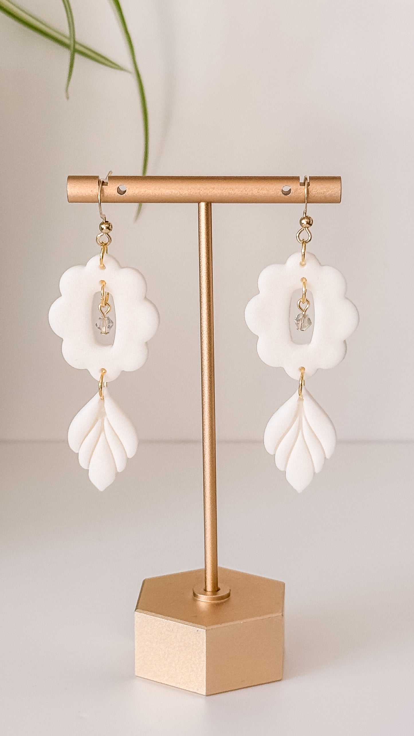 E R I C A ✦ The Statement Bridal Polymer Clay Earring, Glass, 24k Gold Plated Sterling Steel