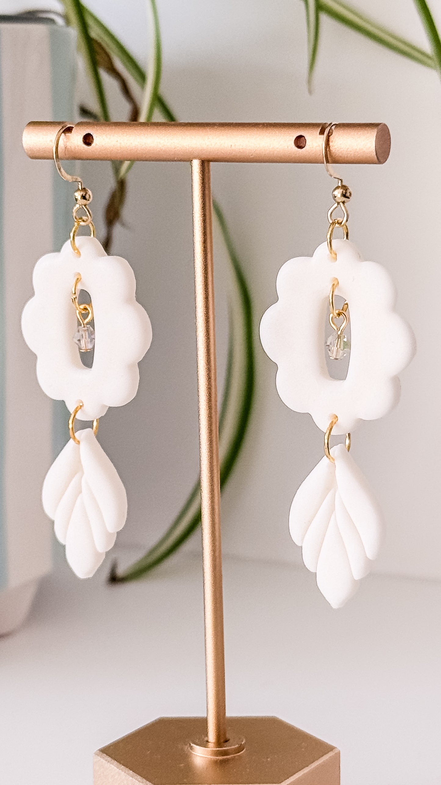 E R I C A ✦ The Statement Bridal Polymer Clay Earring, Glass, 24k Gold Plated Sterling Steel