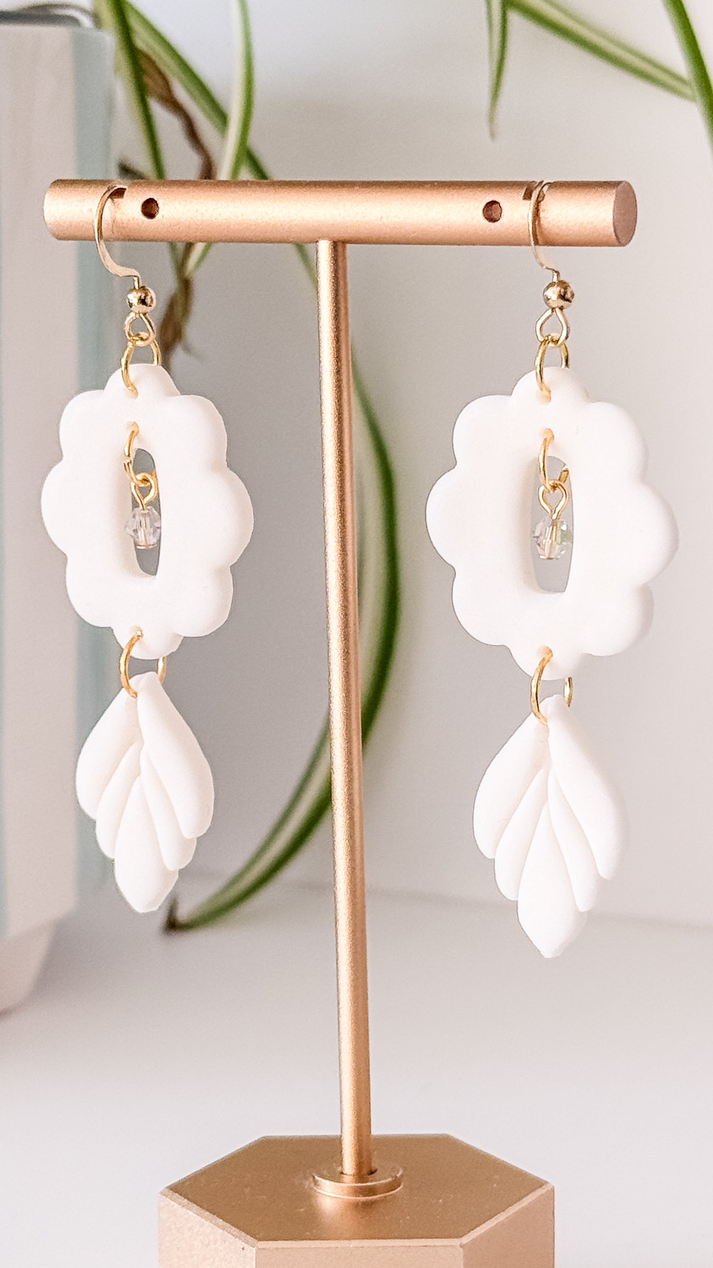 E R I C A ✦ The Statement Bridal Polymer Clay Earring, Glass, 24k Gold Plated Sterling Steel