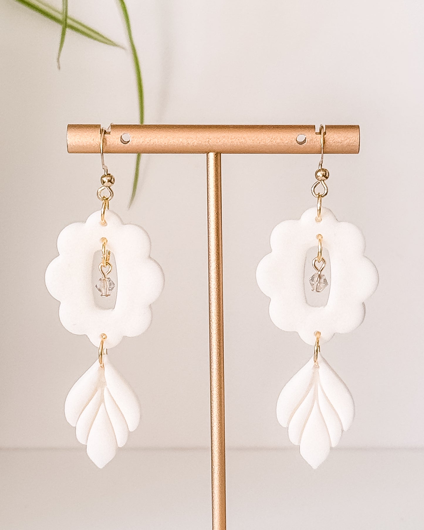 E R I C A ✦ The Statement Bridal Polymer Clay Earring, Glass, 24k Gold Plated Sterling Steel