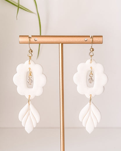 E R I C A ✦ The Statement Bridal Polymer Clay Earring, Glass, 24k Gold Plated Sterling Steel