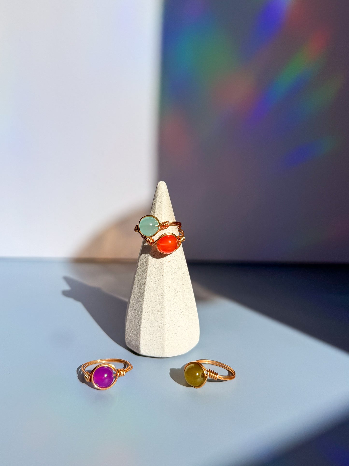 Candy Colour Wire Wrapped Rings
