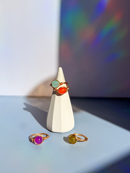 Candy Colour Wire Wrapped Rings