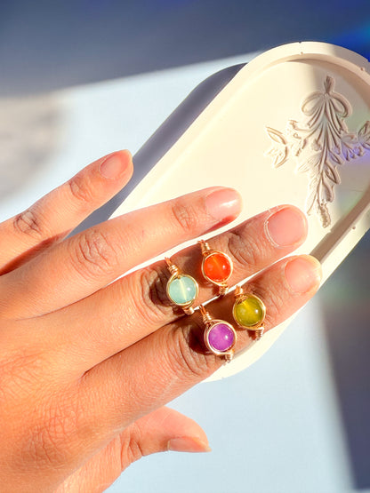 Candy Colour Wire Wrapped Rings