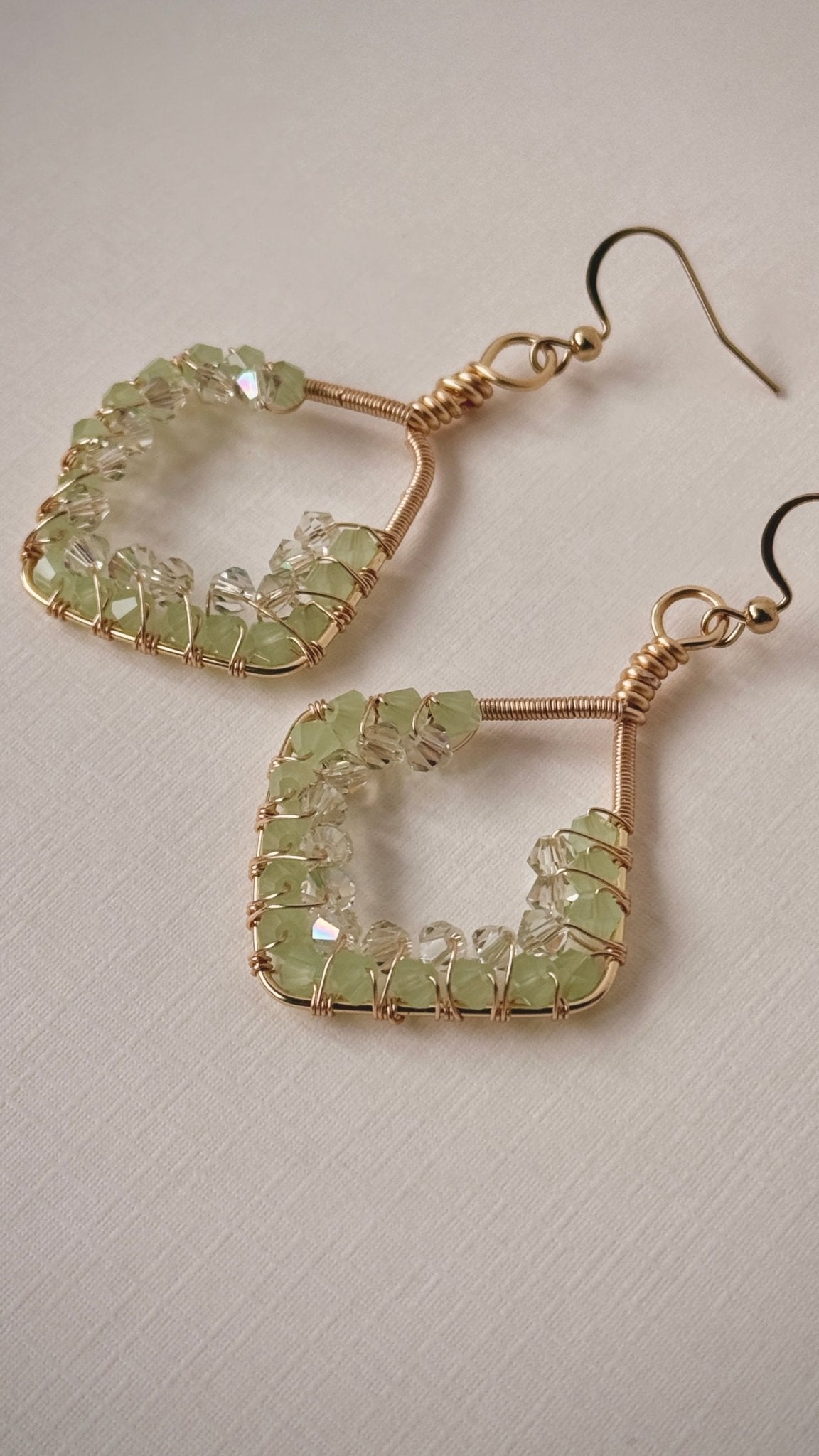 L I L Y • Double weaved glass diamond shaped earring with 24k gold plated sterling steel - The Eighth Hour Studio