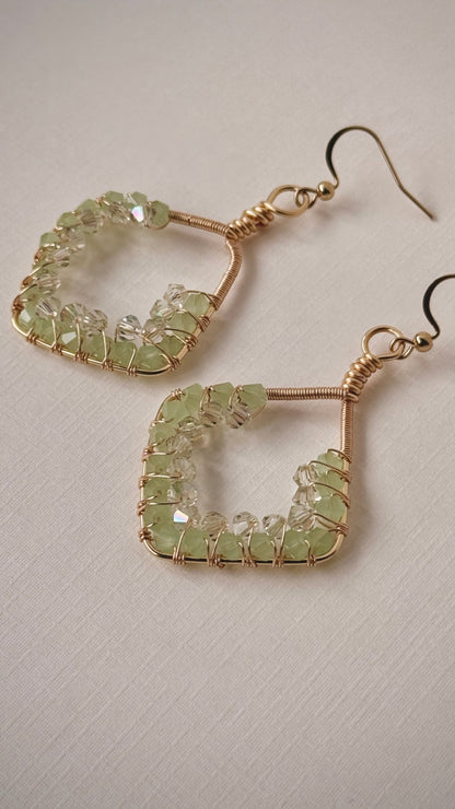 L I L Y • Double weaved glass diamond shaped earring with 24k gold plated sterling steel - The Eighth Hour Studio