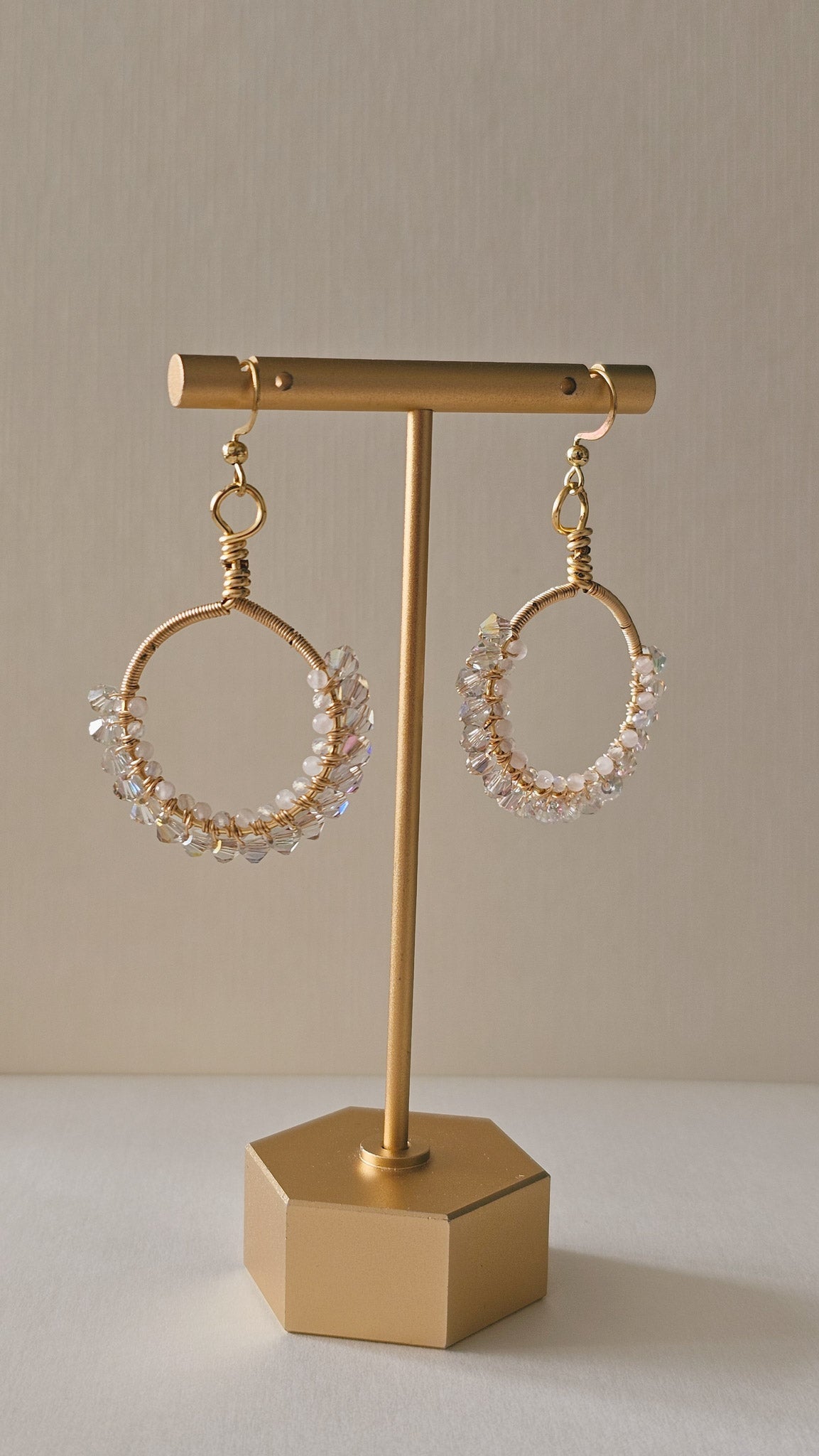 Lumina Crystal & Quartz Woven Hoops | 18k Gold Plated - The Eighth Hour Studio