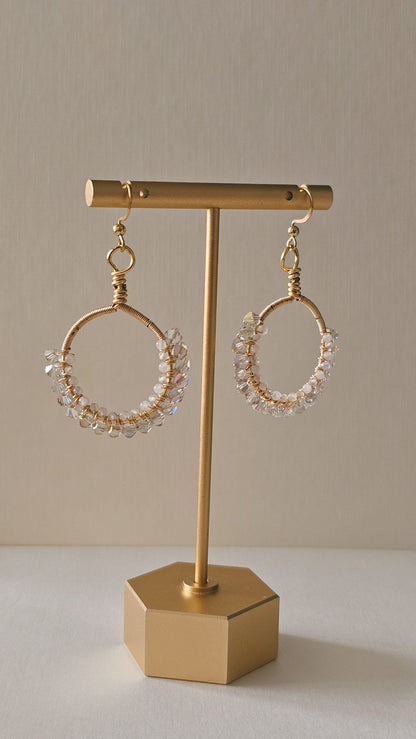 Lumina Crystal & Quartz Woven Hoops | 18k Gold Plated - The Eighth Hour Studio