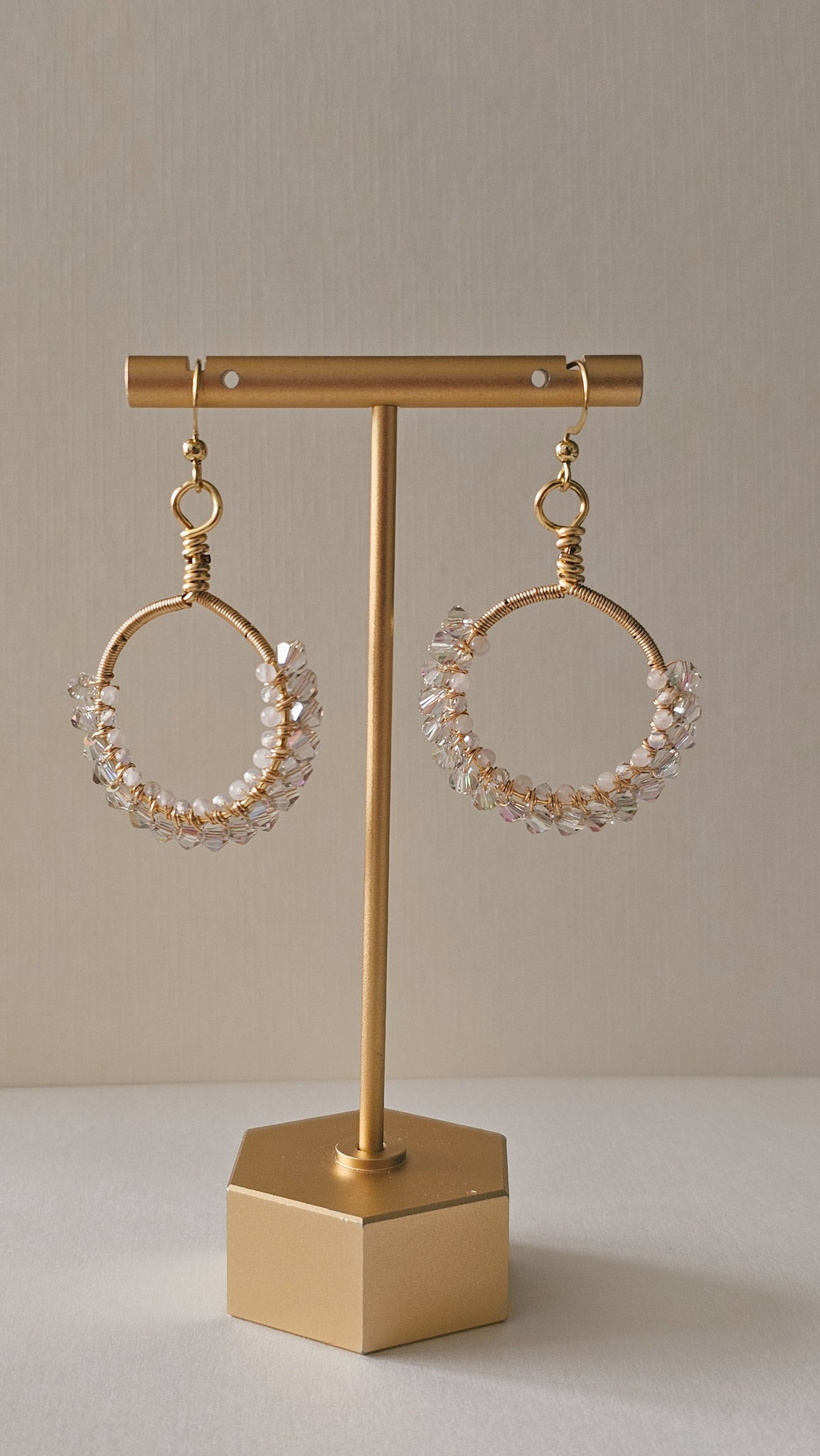 Lumina Crystal & Quartz Woven Hoops | 18k Gold Plated - The Eighth Hour Studio
