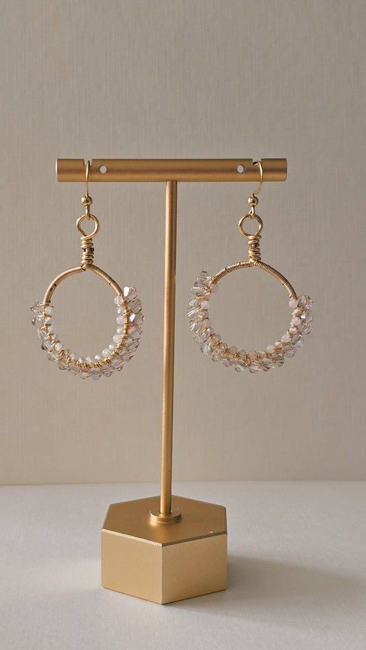 Lumina Crystal & Quartz Woven Hoops | 18k Gold Plated - The Eighth Hour Studio