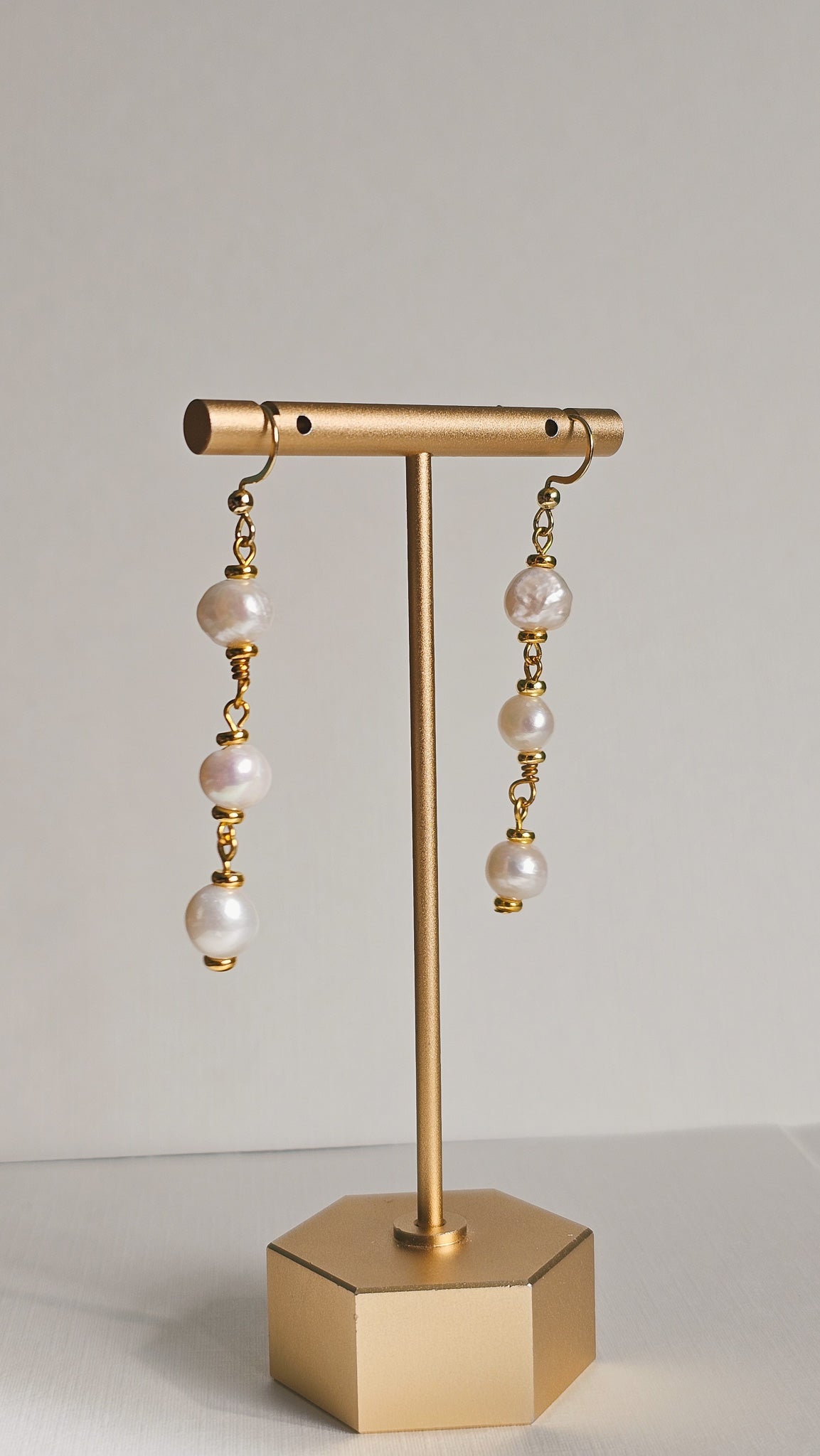 Lyra Triple Pearl Drop Earrings | 18k Gold Plated - The Eighth Hour Studio