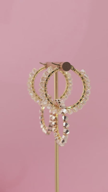 Maia Duo Set | Handmade Glass Bead Hoop Earrings | 18k Gold Plated